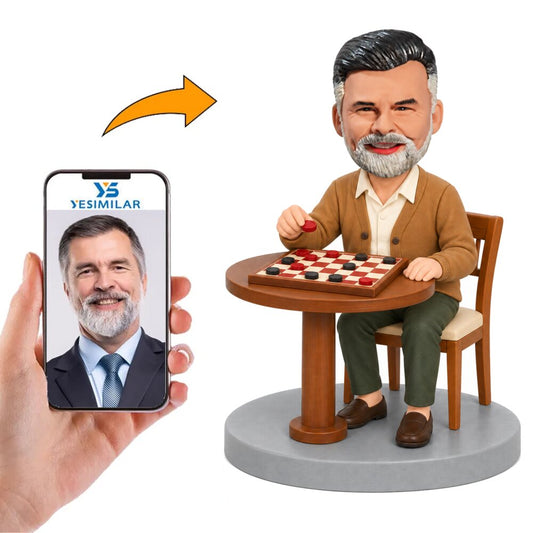 Custom Male Playing Checkers Bobblehead