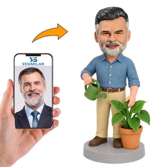 Custom Male Gardening with Watering Can Bobblehead