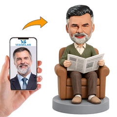Female Reading in Armchair Bobblehead custom bobblehead made from a photo