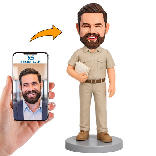 Custom Male Mail Carrier Holding Mail Bobblehead