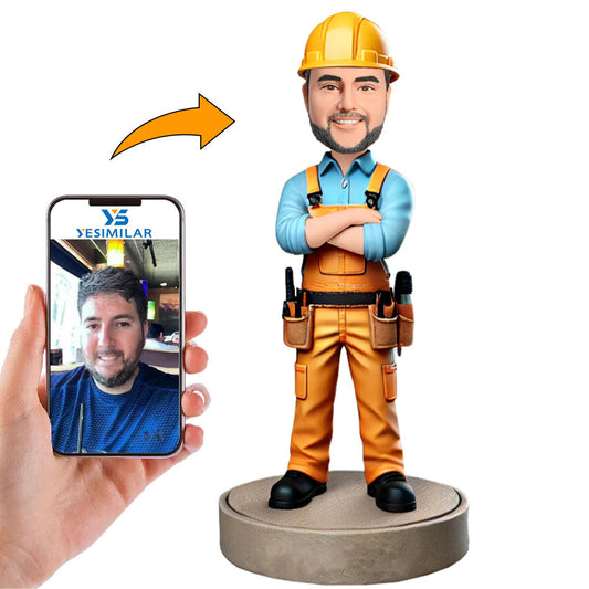 Construction Engineer Wearing Helmet Custom Bobbleheads