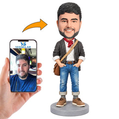 Custom Male Hipster Glasses Style Bobblehead