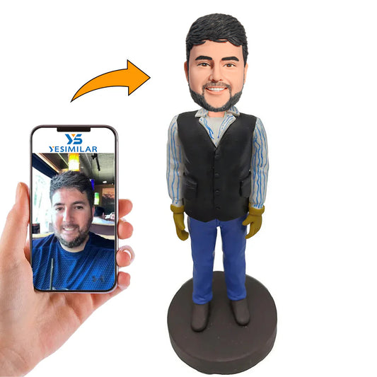Construction Worker Wearing Gloves Custom Bobbleheads