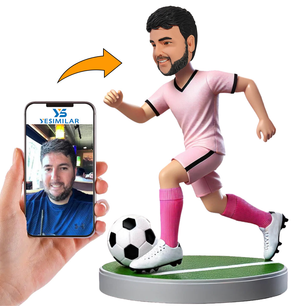 Male Soccer Player Pink Suit Custom Bobbleheads