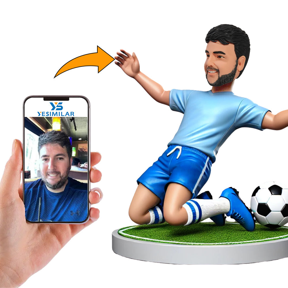 Soccer Player Slides on Knees Custom Bobbleheads