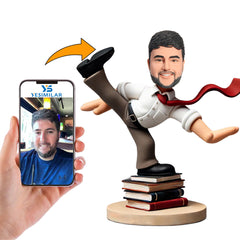 Funny Man Standing on Books Custom Bobbleheads