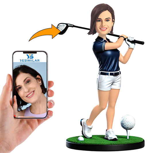 Female Golf Player Custom Bobbleheads Personalized Gifts