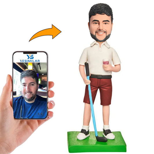 Golf Player with Cup Custom Bobbleheads