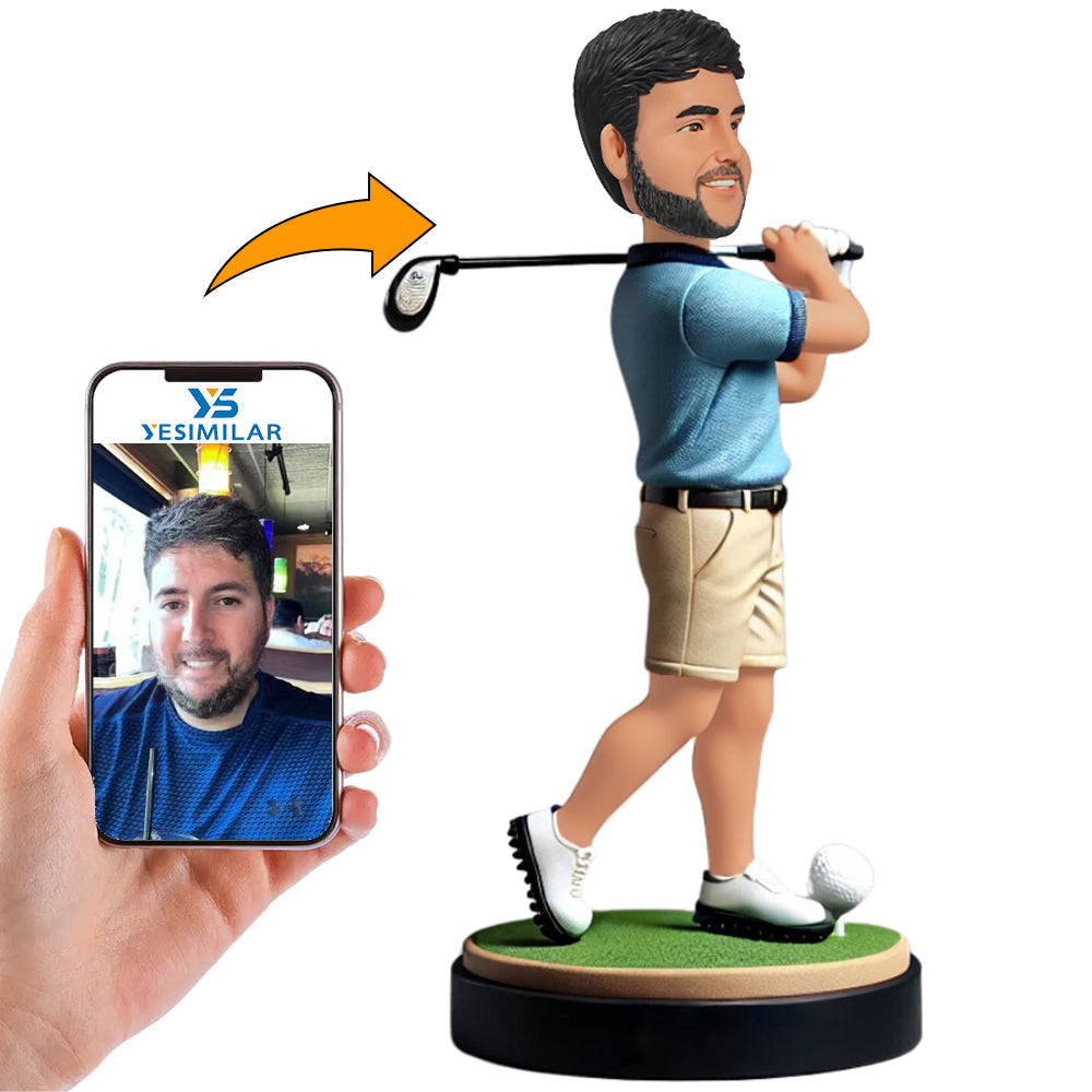 Golf Man Wearing Beige Shorts Custom Bobbleheads