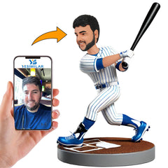 Baseball Player in Striped Sportswear Custom Bobbleheads