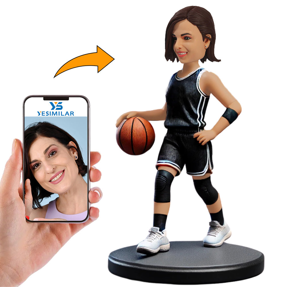 Female Basketball Player Dribbling Custom Bobbleheads