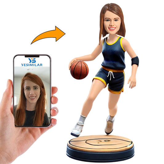 Female Basketball Player Running Custom Bobbleheads Basketball Fan Gifts