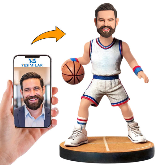 Boy Dribbling the Basketball Custom Bobbleheads Personalized Doll