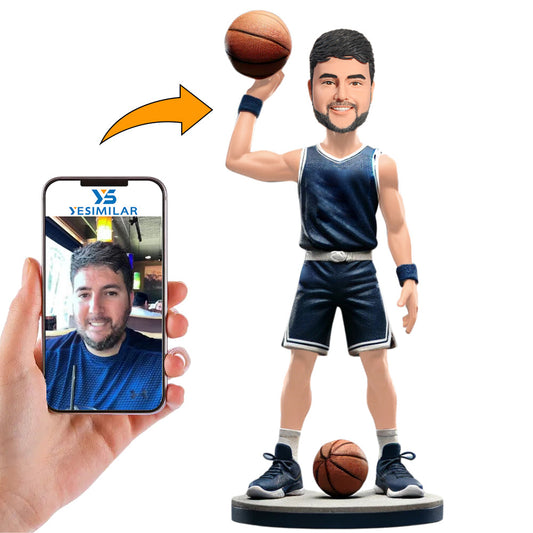 Basketball Player with Two Basketball Custom Bobbleheads