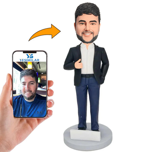 Business Man in White Shirt Custom Bobbleheads