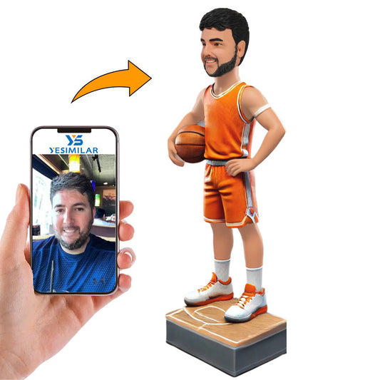 Basketball Player Standing on Basketball Court Custom Bobbleheads