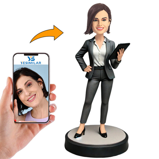 Business Woman Holding iPad Custom Bobbleheads