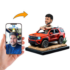 Man And Red SUV Custom Bobbleheads Personalized Gifts