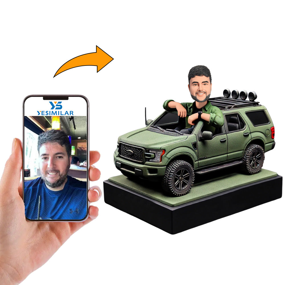 Man Driving Off-road Vehicle Custom Bobbleheads