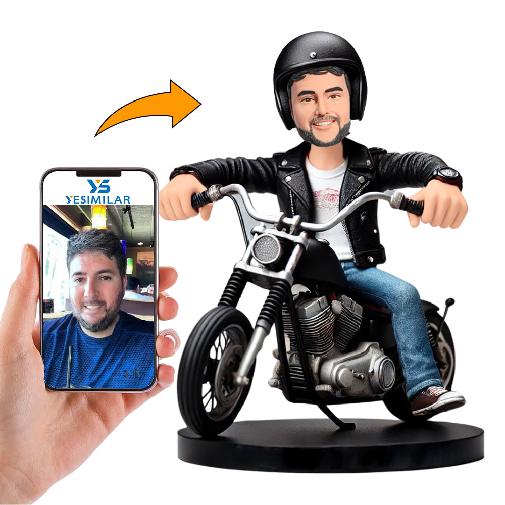 Cool Man Riding Harley Custom Bobbleheads Personalized Gifts