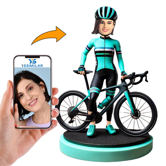 Female Cycling Enthusiast Custom Bobbleheads Personalized Gifts