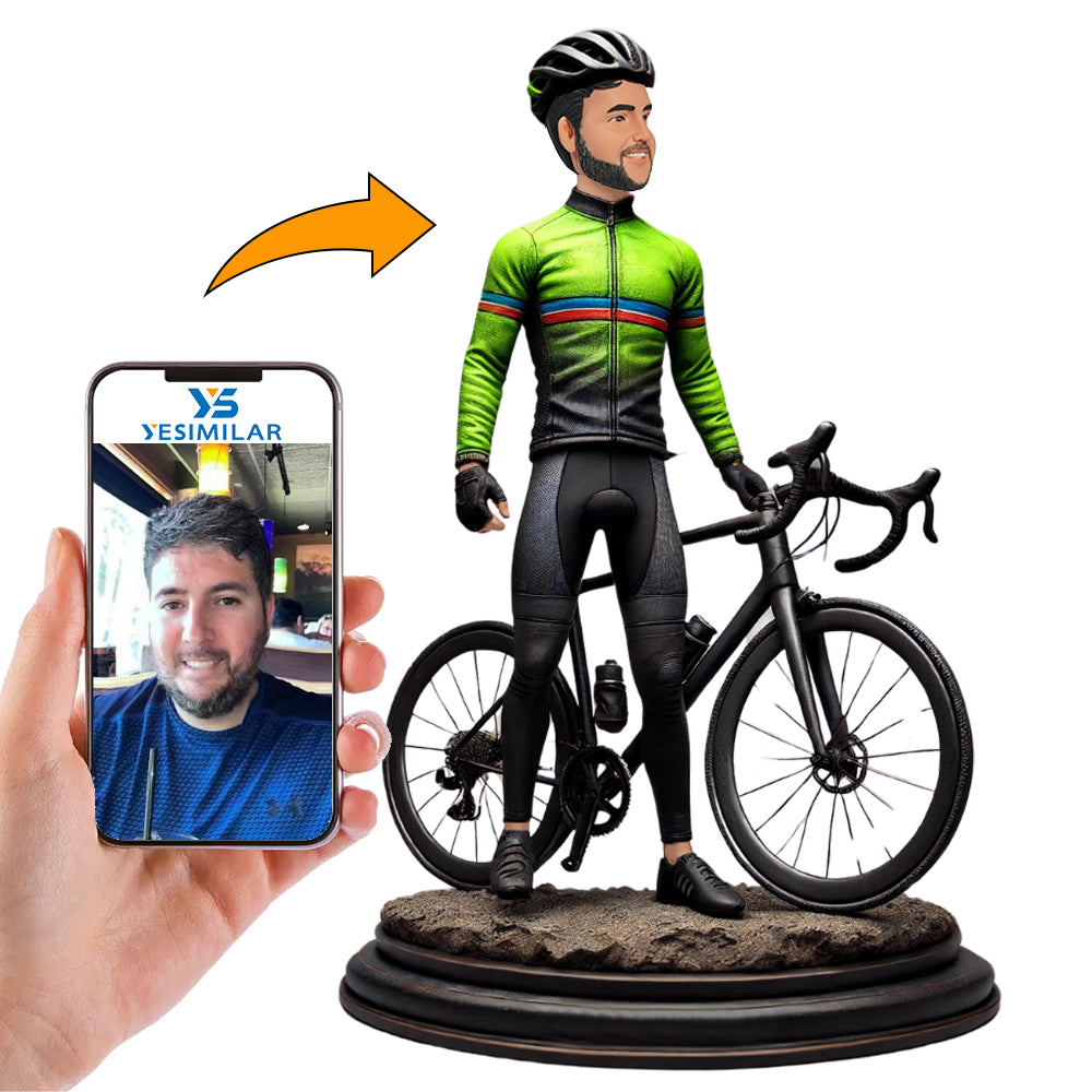 Man And Bicycle Custom Bobbleheads Personalized Figures