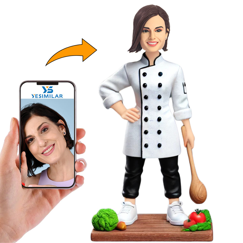 Chef holding a Spoon Custom Bobbleheads Personalized Figures
