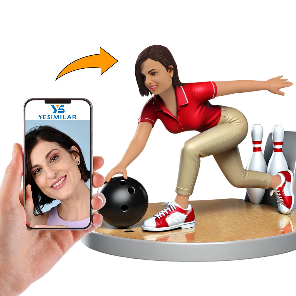 Female Bowling Player Custom Bobbleheads Personalized Gifts