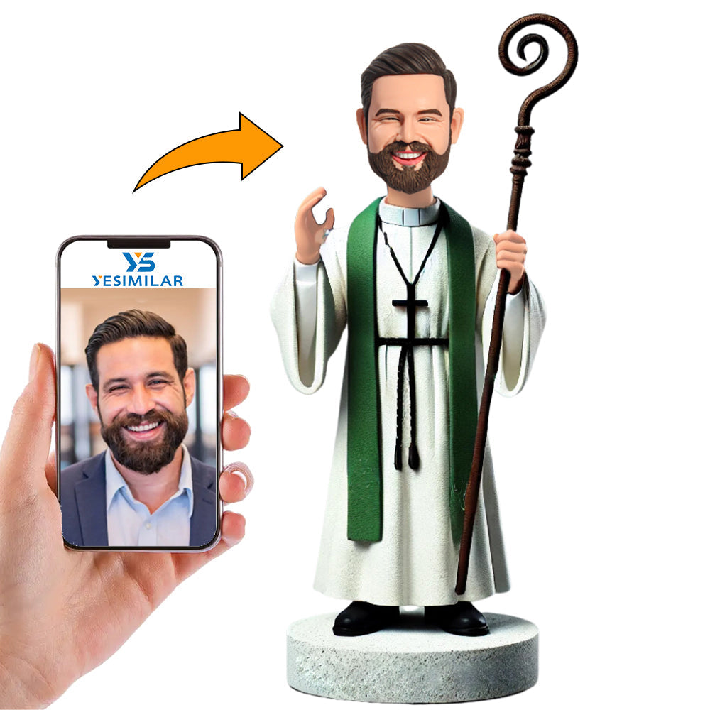 Priest with Cane Custom Bobbleheads Personalized Doll