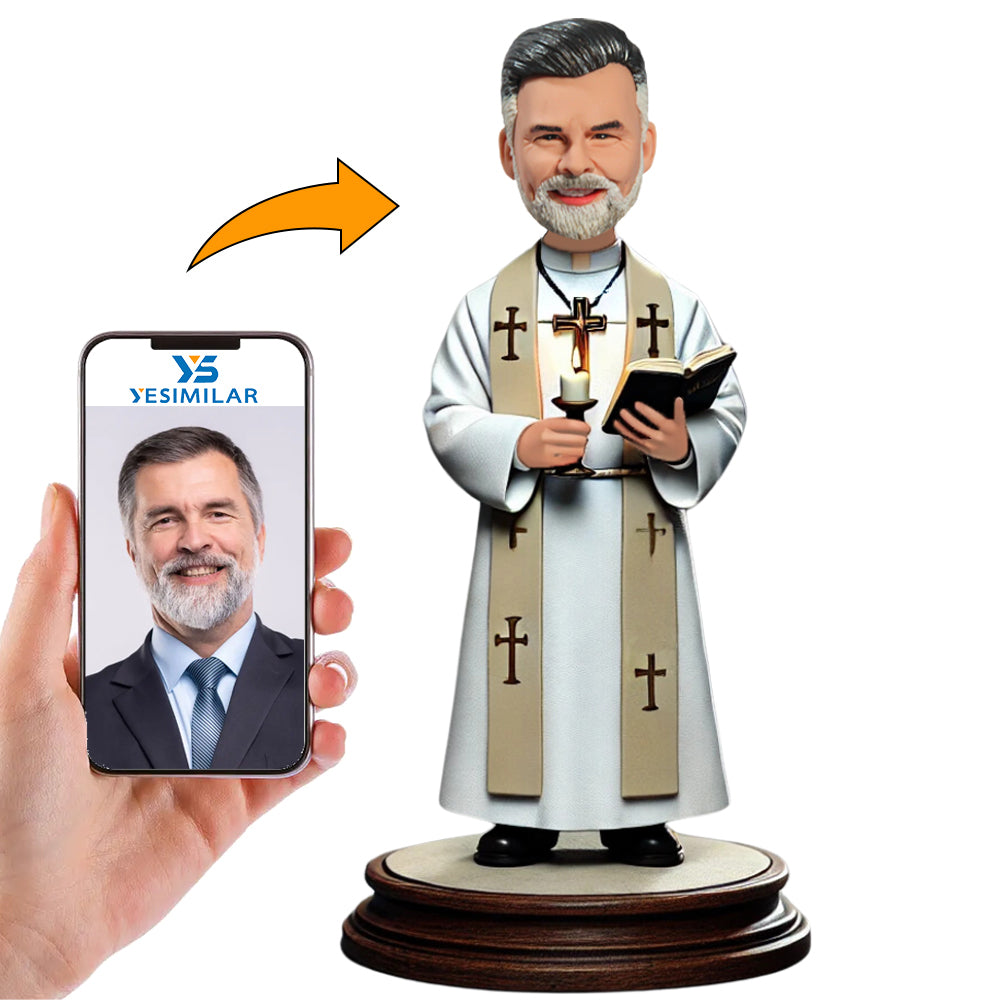 Priest Holding Candle And Book Custom Bobbleheads