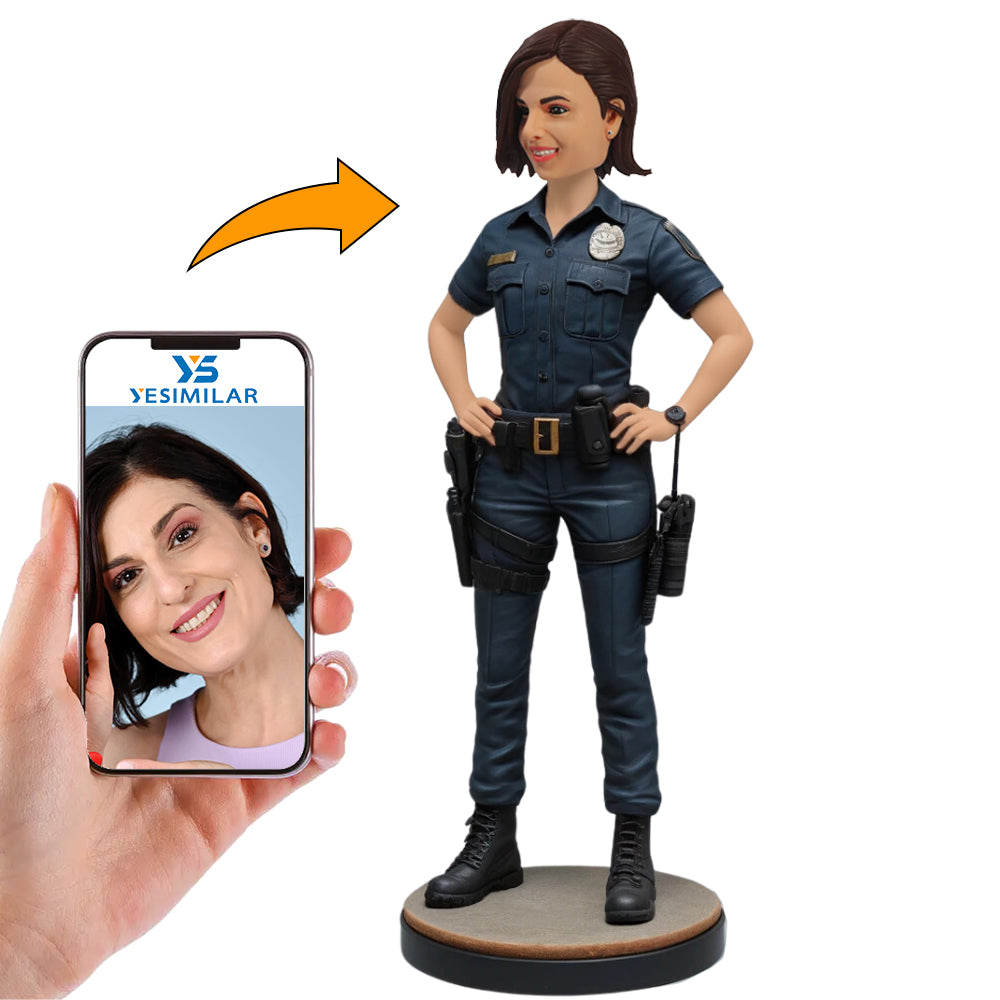 Handsome Female Police Officer Custom Bobbleheads Personalized Gifts