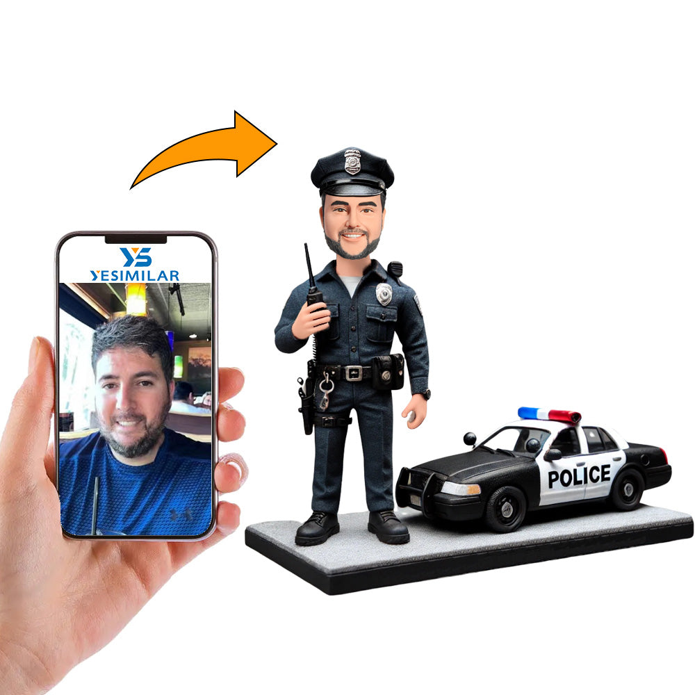 Police And Police Car Custom Bobbleheads Personalized Figures