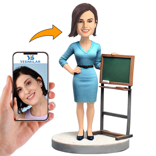 Female Teacher with Blackboard Custom Bobbleheads