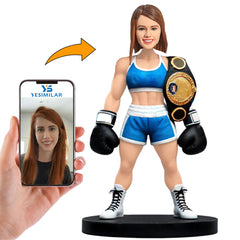 Female Wrestler Boxer With Gold Belt Custom Bobbleheads