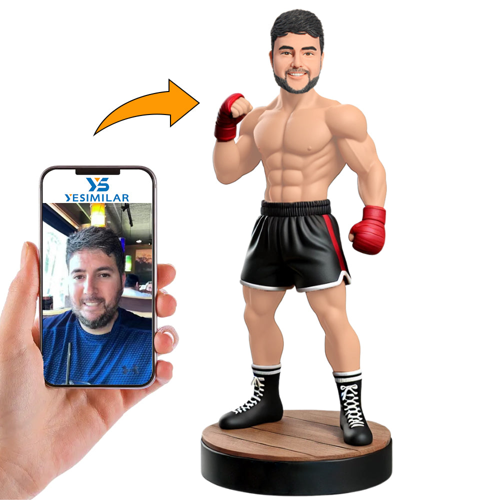 Male Boxer with Red Gloves Custom Bobbleheads