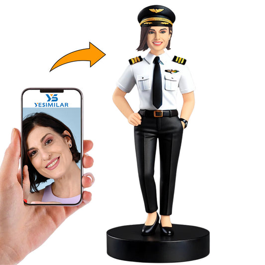 Female Captain with Hat Custom Bobbleheads Personalized Doll