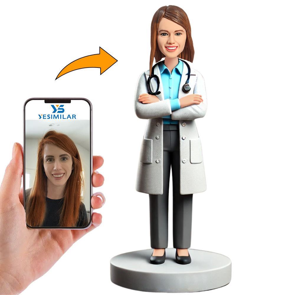 Female Doctor with Hands Crossed Custom Bobbleheads