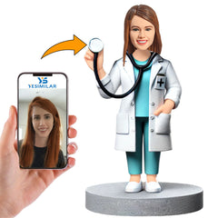 Female Doctor Holding a Stethoscope Custom Bobbleheads