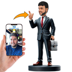 Business Man in Dark Blue Suit Custom Bobbleheads