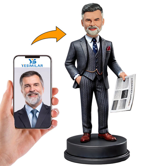 Business Man Holding Newspaper Custom Bobbleheads