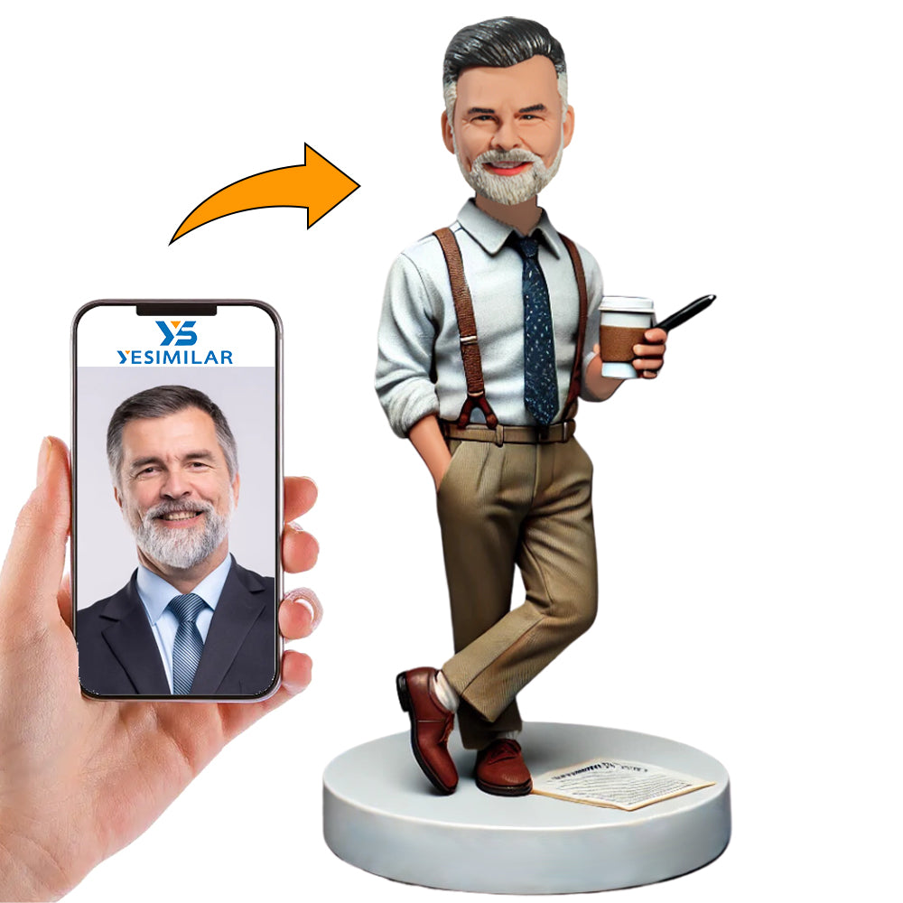 Male Boss Wearing Overalls Custom Bobbleheads