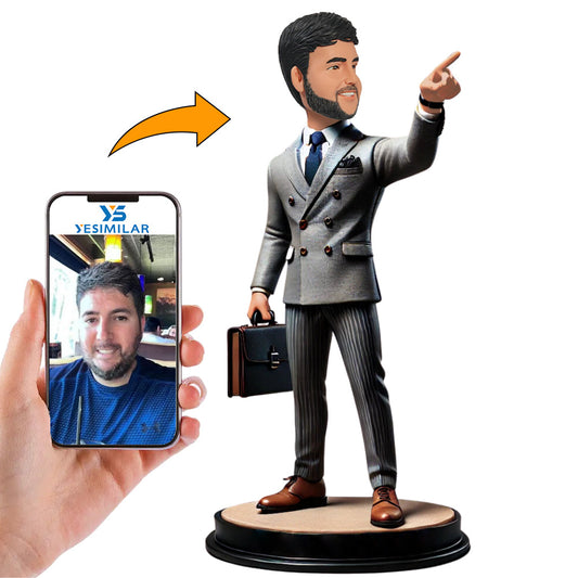 Business Man Pointing Finger Forward Custom Bobbleheads