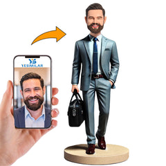 Business Man Carrying Briefcase Custom Bobbleheads Personalized Figures