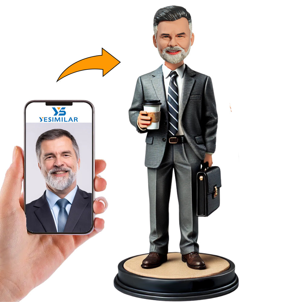 Male Boss Holding Briefcase And Coffee Custom Bobbleheads