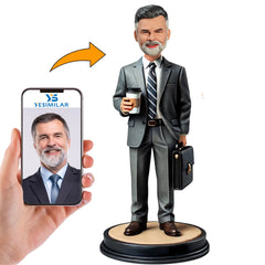 Male Boss Holding Briefcase And Coffee Custom Bobbleheads