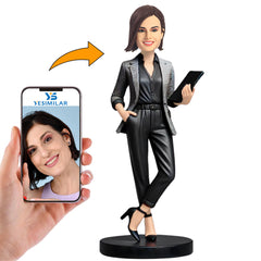 Cool Female Boss Holding iPad Custom Bobbleheads