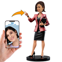 Female Boss in Red Coat Custom Bobbleheads