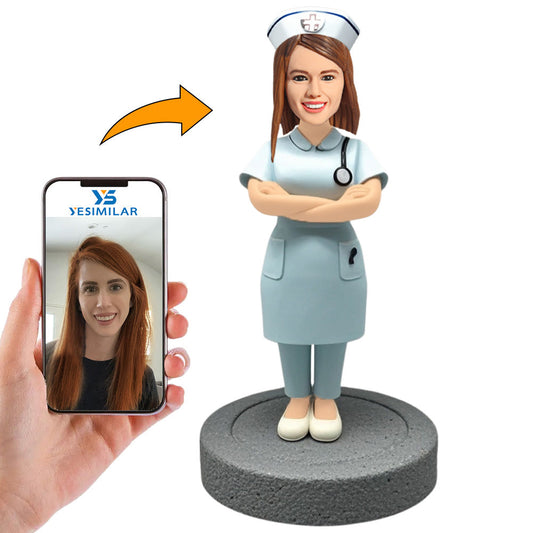 Female Nurse Hugging Shoulders Custom Bobbleheads