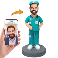 Professional Male Operating Room Nurse with Stethoscope Custom Bobbleheads