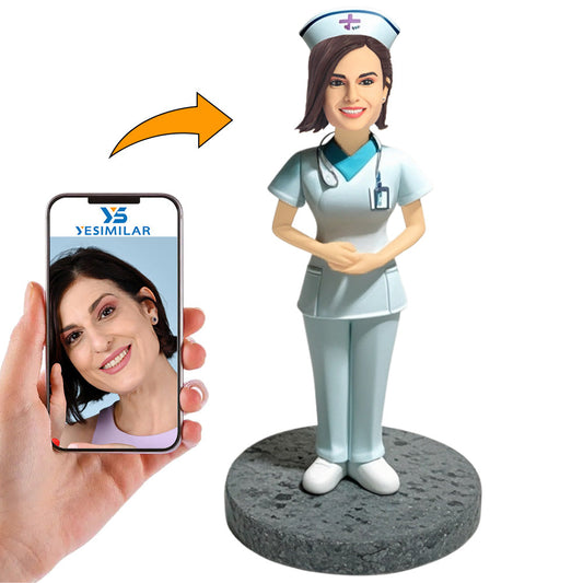 Female Nurse Stethoscope on Shoulder Custom Bobbleheads